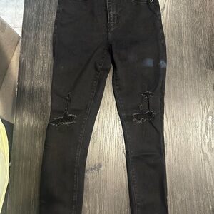 Abercrombie & Fitch Black Distressed Skinny Jeans - Curve Love 00